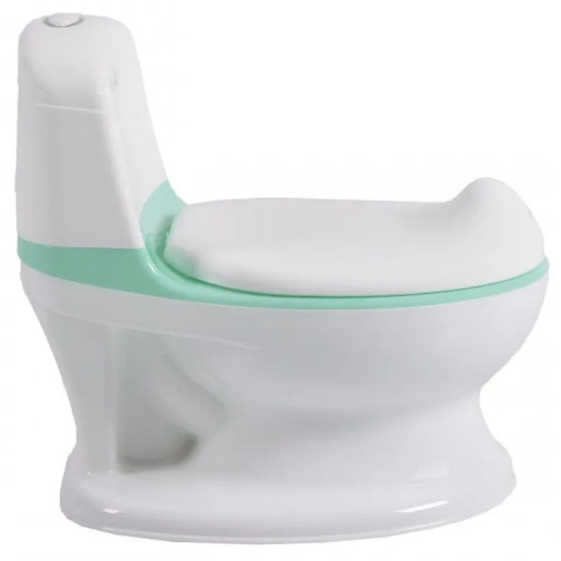 Olita premium pentru copii NOVOKIDS™ Atlantic seat, Cu sunete, Vas detasabil, Plastic non toxic, Suport hartie igienica, Turquoise cu Alb