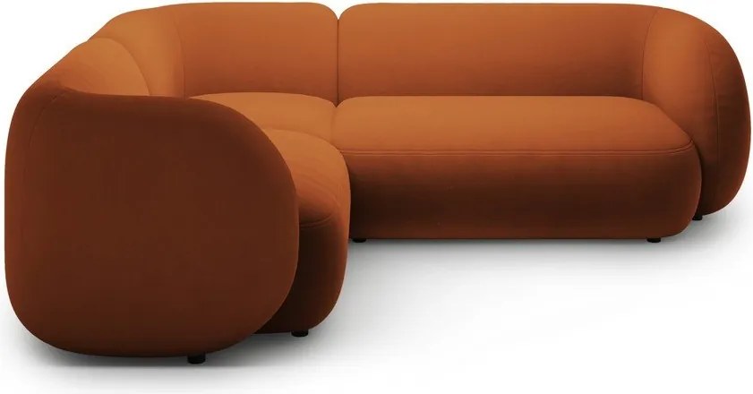 Colțar teracotă cu tapițerie din catifea (cu colț pe partea stângă/în formă de ”L”) Kate – Micadoni