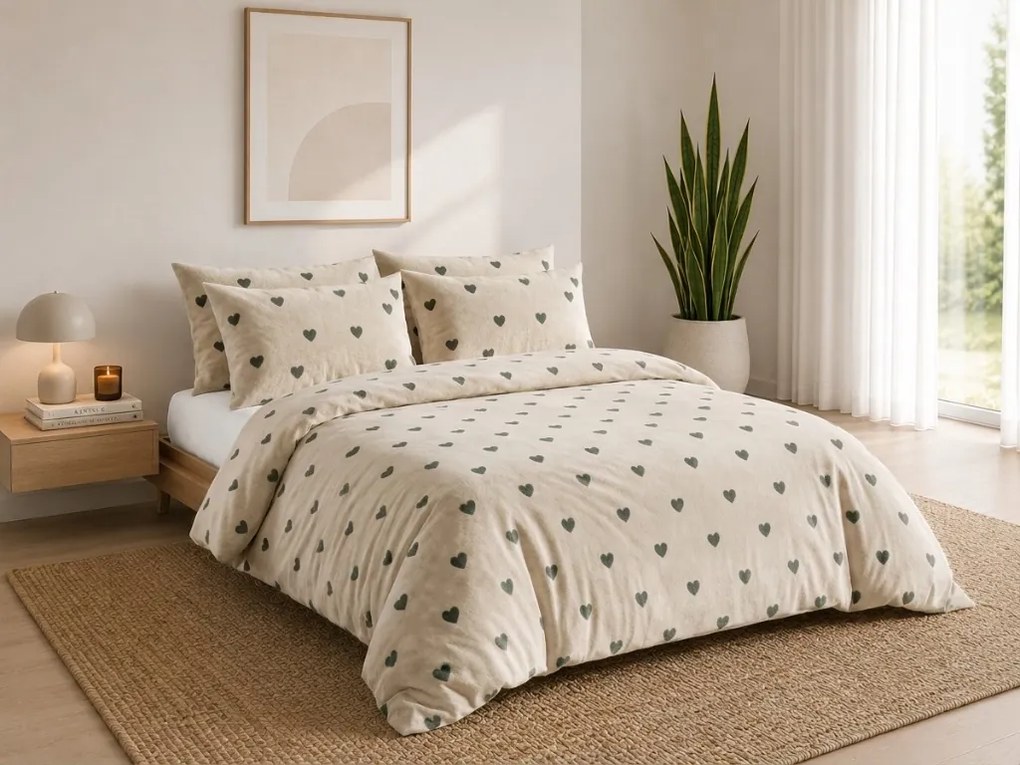 Lenjerie cocolino HEARTINO crem Dimensiune lenjerie de pat: 70 x 90 cm | 140 x 200 cm