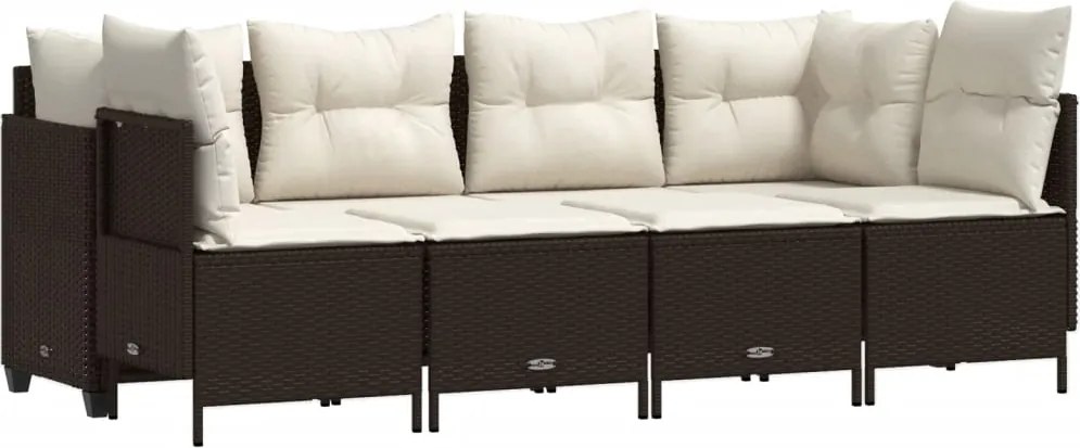 vidaXL Set canapele de grădină cu perne, 5 piese, maro, poliratan