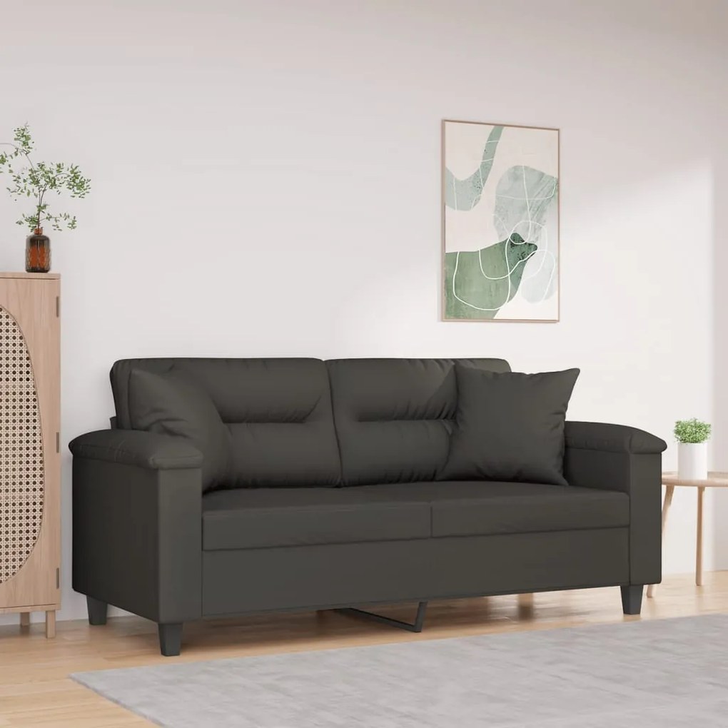 3153271 vidaXL Canapea cu 2 locuri, perne&pernuțe gri închis 140 cm microfibră