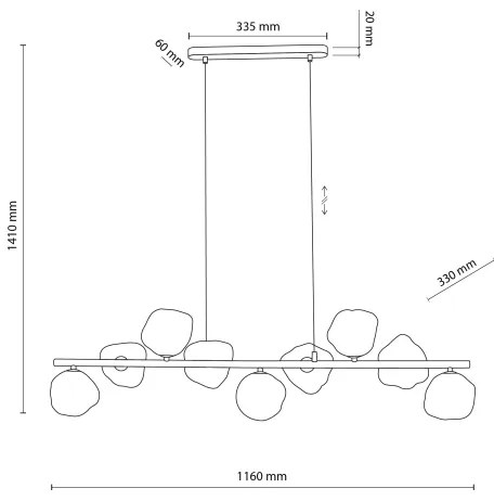 Lustră suspendată pe cablu LAVA, 9x G9, 8W, 230V, bej/fumuriu bej