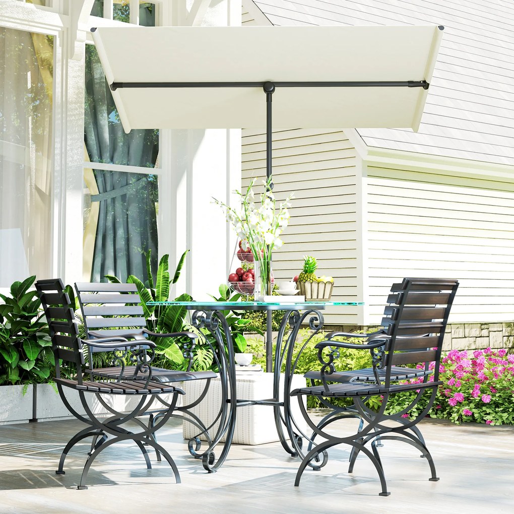 Outsunny Umbrelă de soare 180 de grade rotativă, înălțime reglabilă, umbrelă de grădină cu stâlp de aluminiu 150x205 cm Bej | Aosom Romania