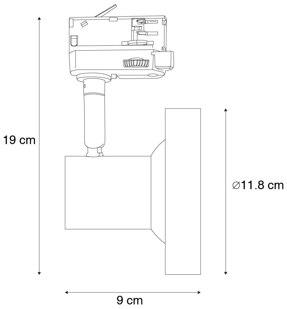 Spot de șină modern trifazic negru AR111 - Jeany