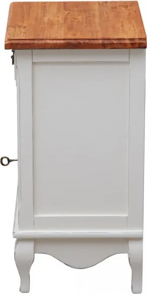 Noptiera, L46 36 H70 cm, alb antichizat natur, lemn masiv