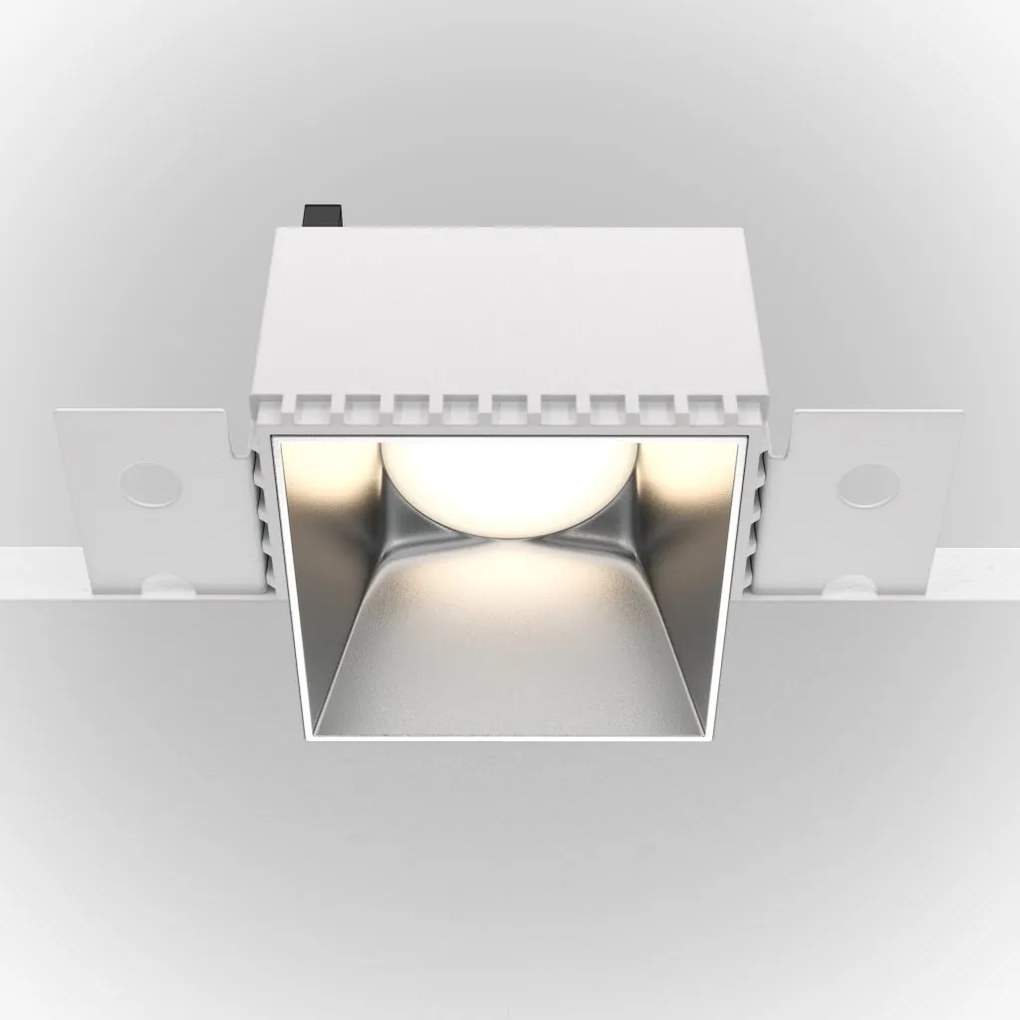Spot incastrabil design tehnic Share alb, argintiu 7,5x7,5cm