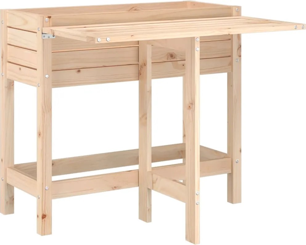 vidaXL Jardinieră de grădină cu blat pliabil, lemn masiv pin