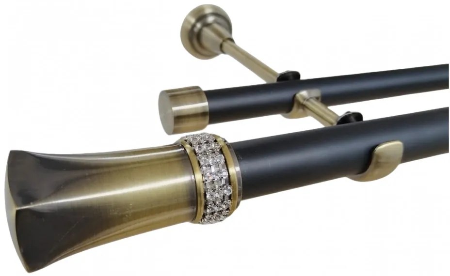 Galerie dubla fara inele PLUTON CRYSTAL - 25/19 - negru/aur antic (Alege marime: 140 cm)