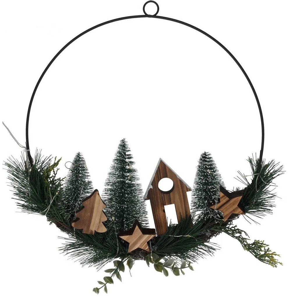Decorațiune de Crăciun suspendată cu LED, Christmas ring, 30 cm