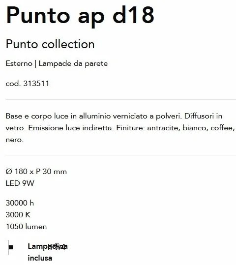 Aplica LED iluminat exterior ambiental Punto ap d18 antracit