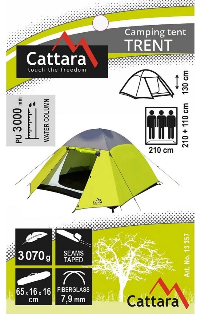 Cattara Cort dublu pentru 3 persoane Trent, galben