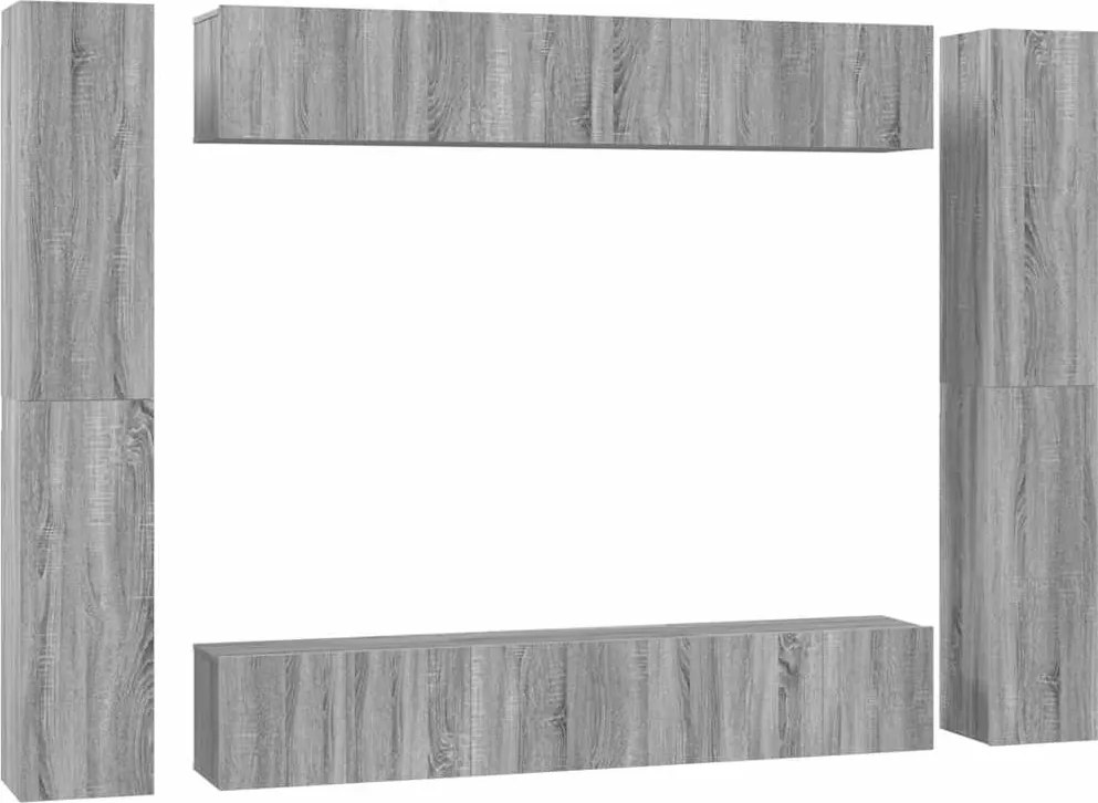 vidaXL Set dulapuri TV, 10 piese, gri sonoma, lemn compozit