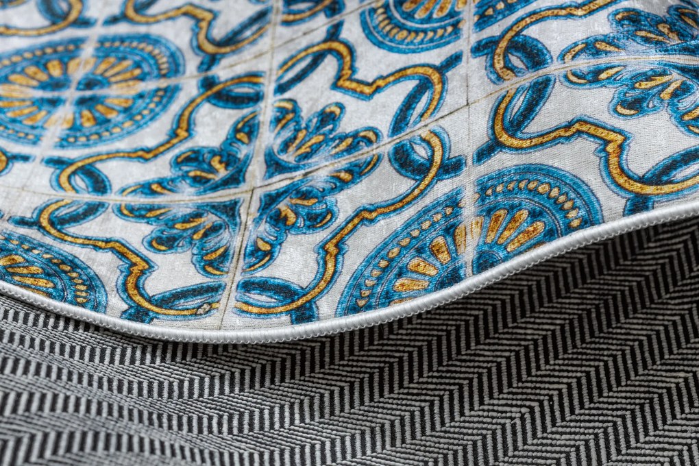 ANDRE 53020 covor lavabil gresii de Lisbona, bucatarie, anti-alunecare - albastru / bej