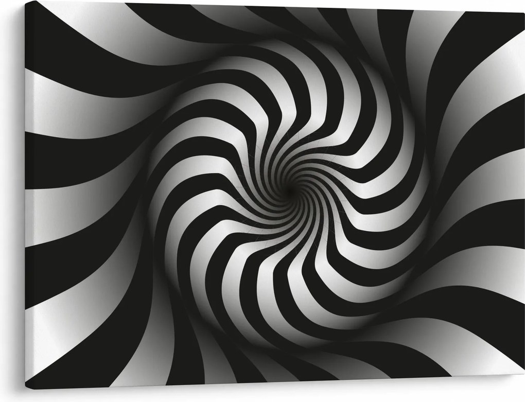 Tablou abstract cu spirala alb neagră (70x50 cm)