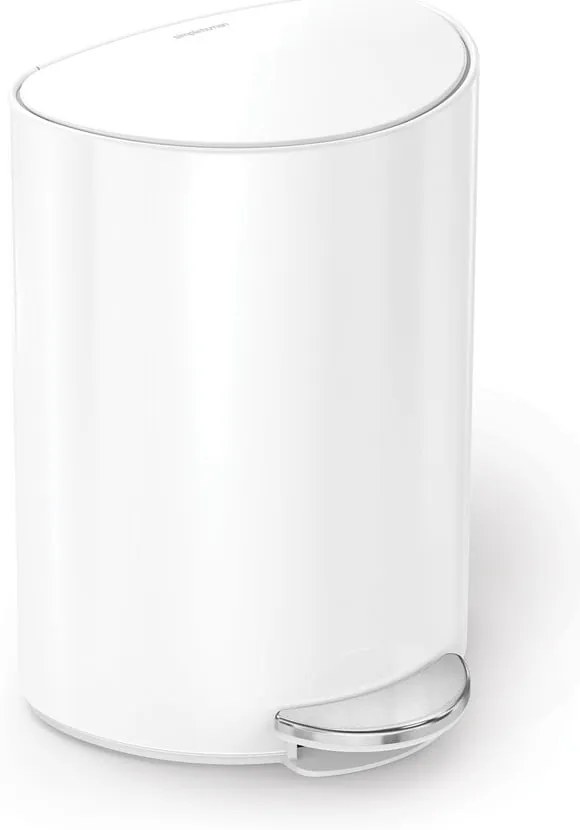 Coș de gunoi alb cu pedală din metal 6 l – simplehuman