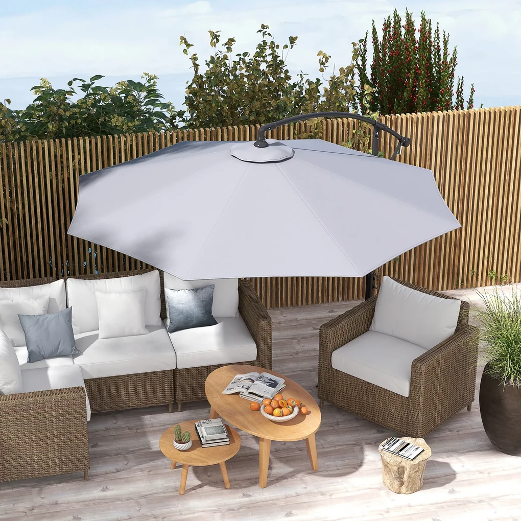 Outsunny Copertină de Rezervă pentru Umbrelă cu Priză de Aer, Rezistentă la UV și Apă, Ø295 cm, Gri | Aosom Romania