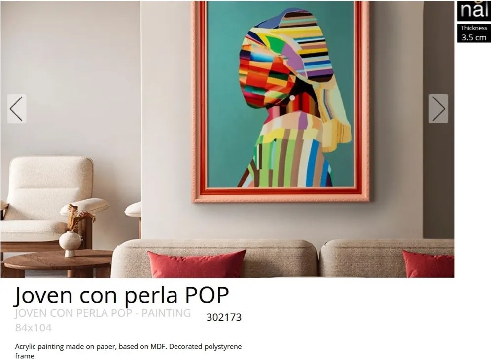 Tablou decorativ Joven con perla POP, 84x104cm