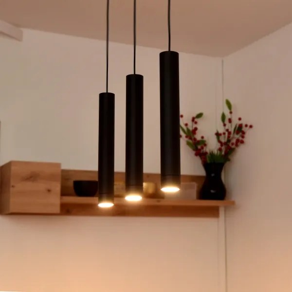 Lustră LED pe cablu TUBA 3xGU10/4,8W/230V neagră