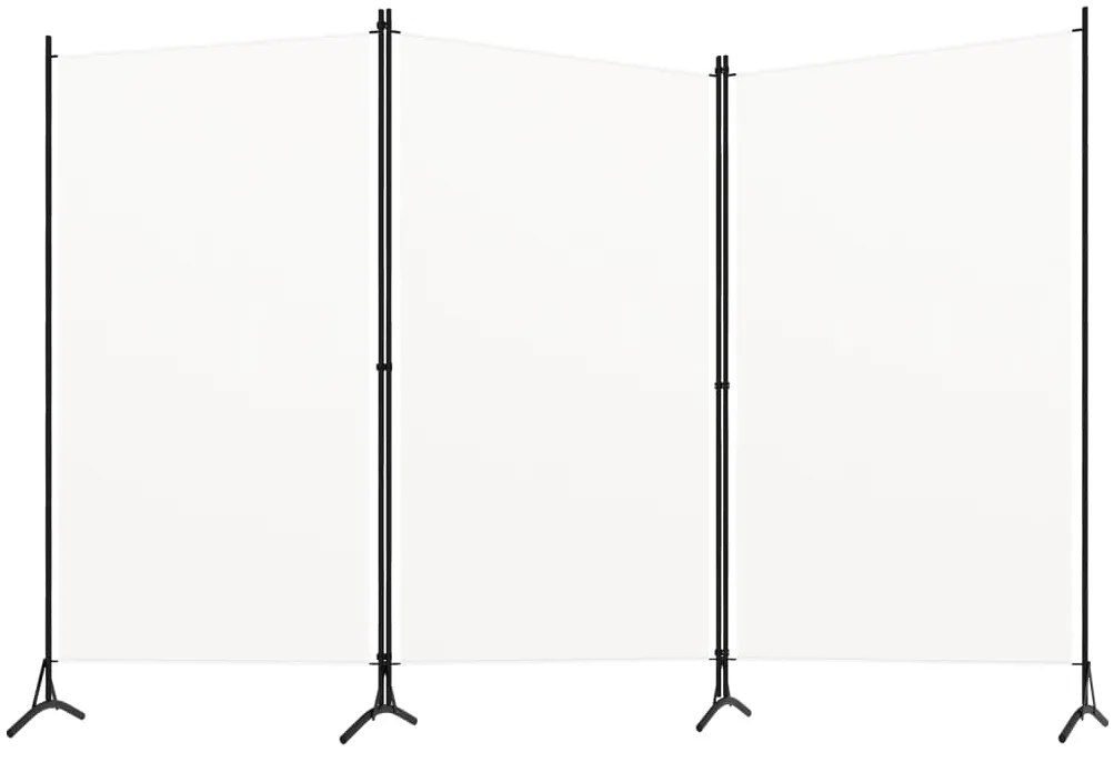 Paravan de camera cu 3 panouri, alb, 260 x 180 cm, textil