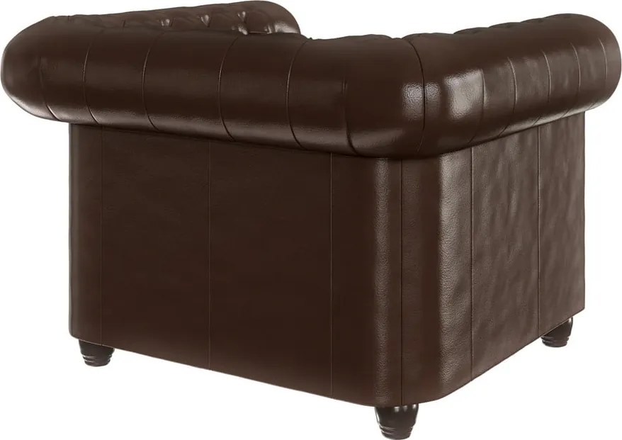 Fotoliu maro închis cu tapițerie din imitație de piele York – Ropez