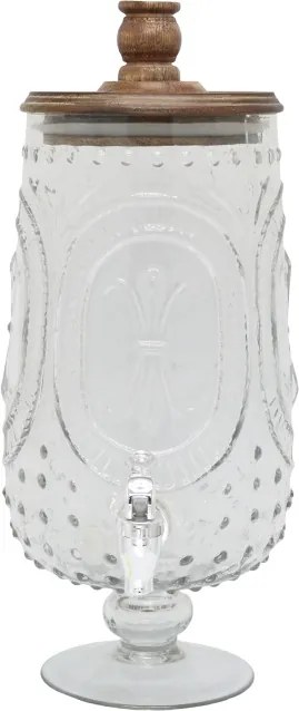 Dozator pentru băuturi din sticlă cu capac din lemn de mango, 5 L, H39,5 cm