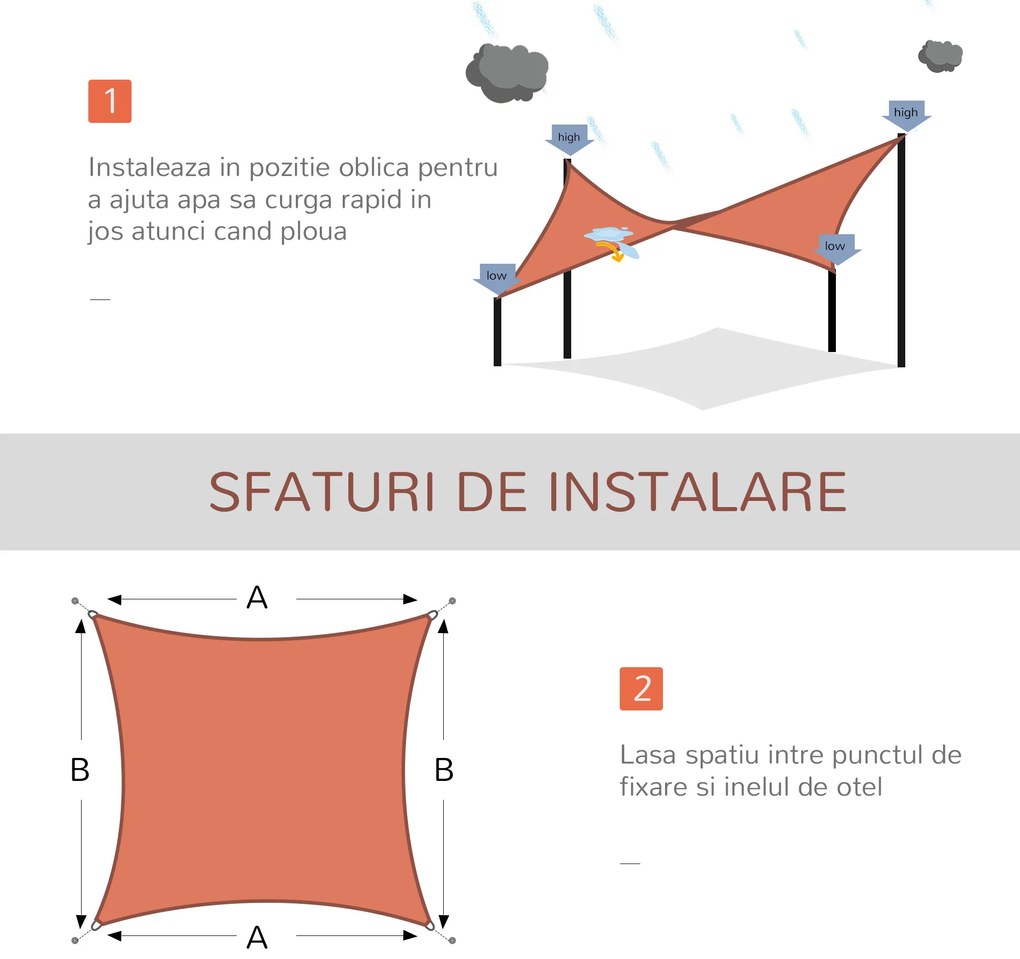 Outsunny Umbrar Dreptunghiular 4x6 m Rezistent la Raze UV | Aosom Romania
