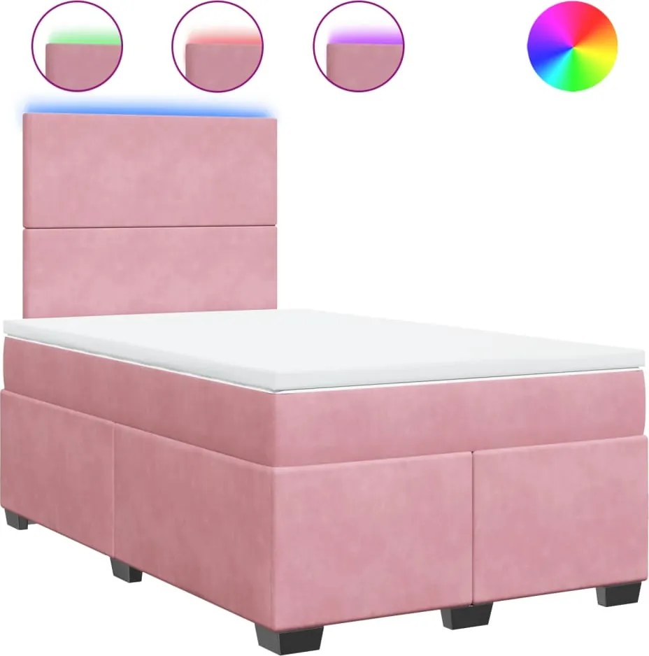 vidaXL Pat box spring cu saltea, negru, 120x190 cm, catifea