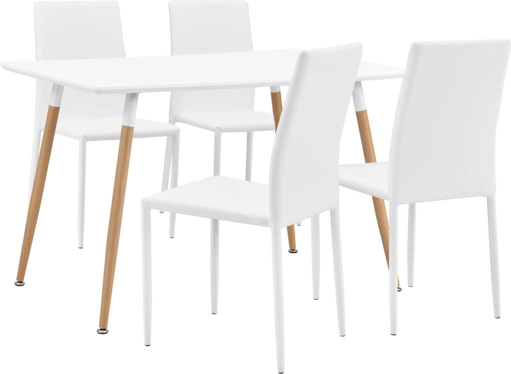 [en.casa]® Masa design de bucatarie/salon- 120 x 70 cm - cu 4 scaune imitatie piele (alb)