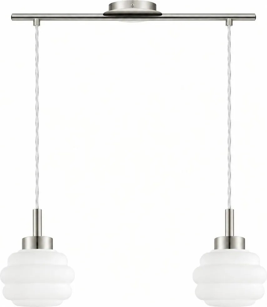 BRILAGI - Lampă suspendată LED pe cablu RETRO GLASS 2xE27/60W/230V crom mat/alb