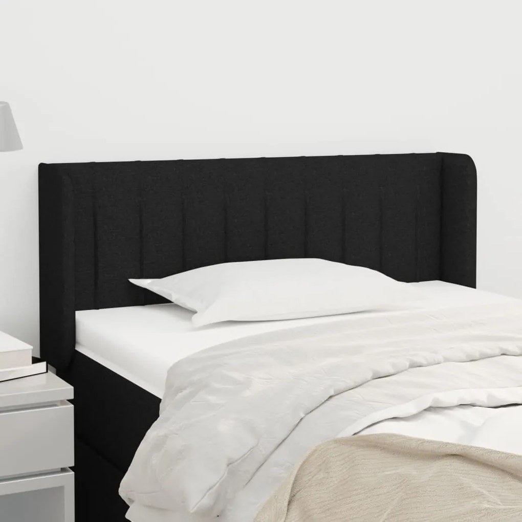 vidaXL Tăblie de pat cu aripioare negru 83x16x78/88 cm textil