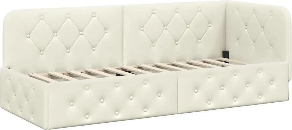 vidaXL Cadru de pat colțar Crem 80 x 200 cm Catifea