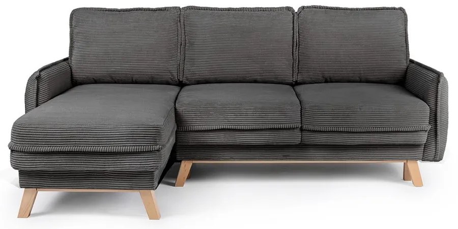 Colțar gri extensibil cu tapițerie din catifea reiată (cu colț variabil) Tori – Bonami Selection