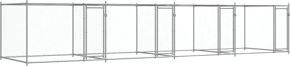 vidaXL Cușcă pentru câini cu uși, gri, 8x2x1,5 m, oțel galvanizat