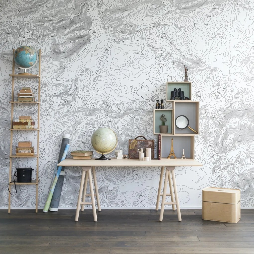 Fototapet, Elevation Lines, White, Rebel Walls