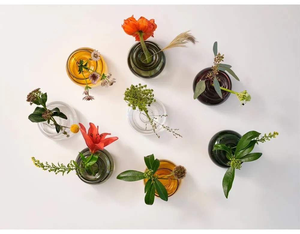 Vază verde din sticlă lucrată manual (înălțime 9 cm) Inu – Zone