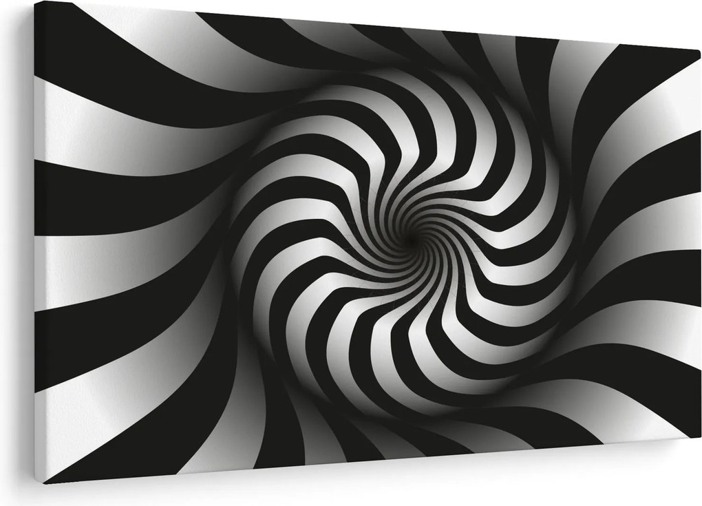 Tablou abstract cu spirala alb neagră (90x60 cm)
