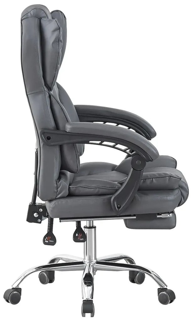 RESIGILAT- Scaun directorial, suport picioare, funcție recliner, SIB 818, piele ecologica, Gri