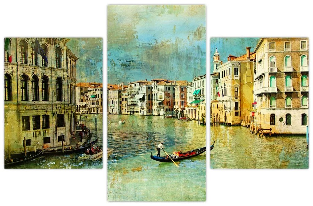 Tablou - Canalul de la Veneția și gondole (90x60 cm)