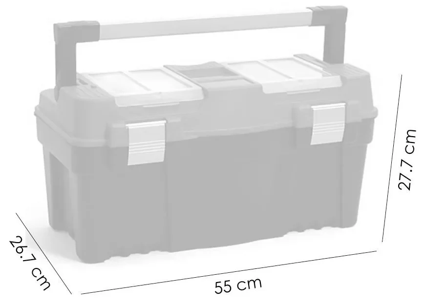 Cutie scule cu organizator, maner aluminiu, 55x27x27 cm