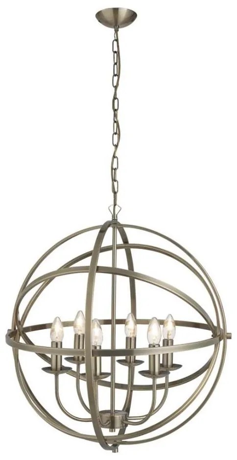 Searchlight 2476-6AB - Candelabru ORBIT suspendat pe lanț, 6xE14/60W/230V, din alamă