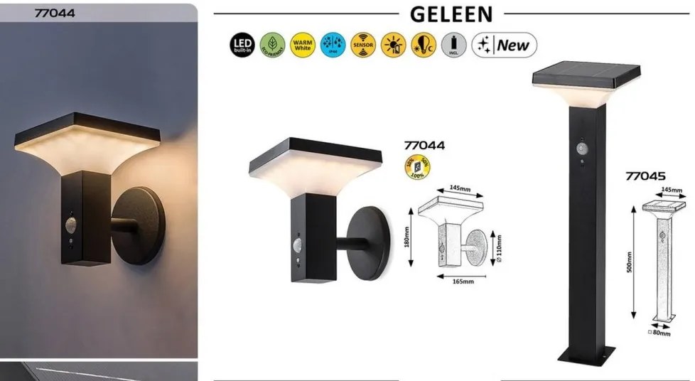 Lampa solara cu senzor de miscare, IP44 Geleen