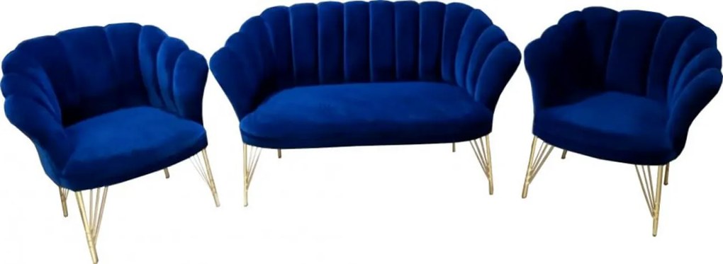 Set Canapea cu 2 fotolii HouseXL™ Luxury Sofa Trio Set, Pentru casa si birou, Design modern, Dimensiuni 120X50X80 cm, Textura catifelata, Umplutura