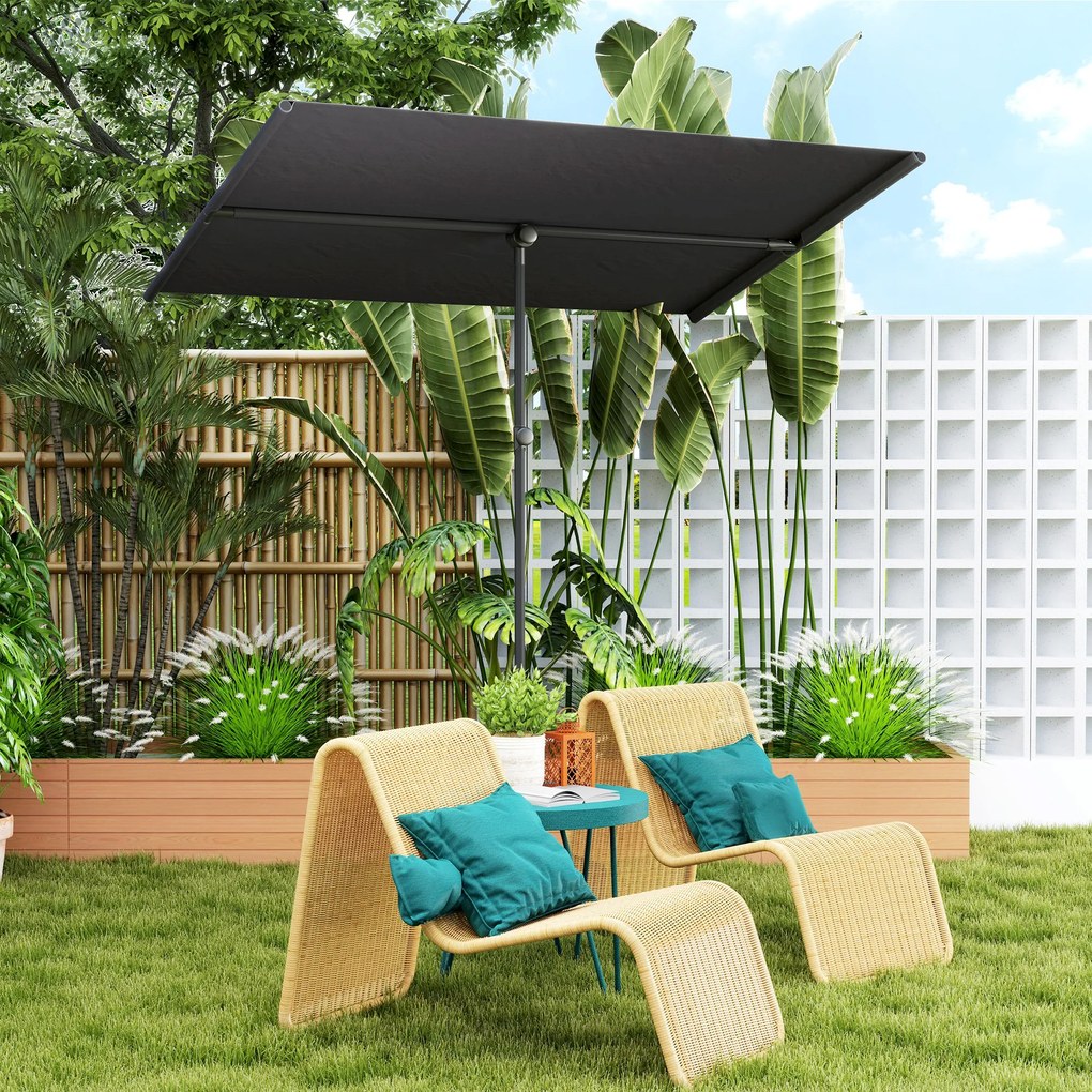 Outsunny Umbrelă de Soare cu Protecție UPF 50+, Înclinare la 180° și Înălțime Reglabilă, 150x205x120-215 cm, Gri Închis | Aosom Romania