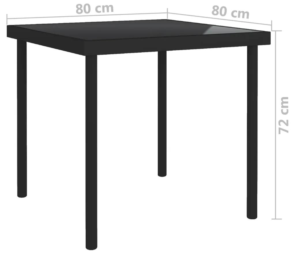 Masa de exterior, negru, 80x80x72 cm, sticla si otel