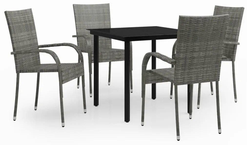 3099390 vidaXL Set mobilier de grădină, 5 piese, gri și negru