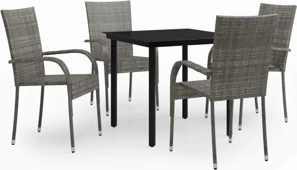 vidaXL Set mobilier de grădină, 5 piese, gri și negru
