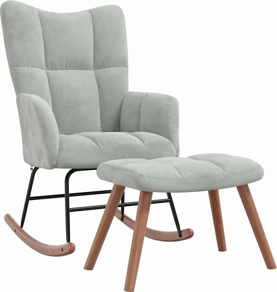 vidaXL Fotoliu balansoar cu taburet Gri deschis 78 x 61 x 98 cm