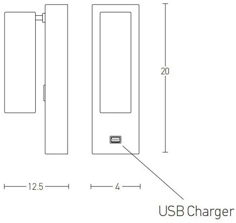 Aplica moderna cu spot LED directionabil USB Charger Hotel negru