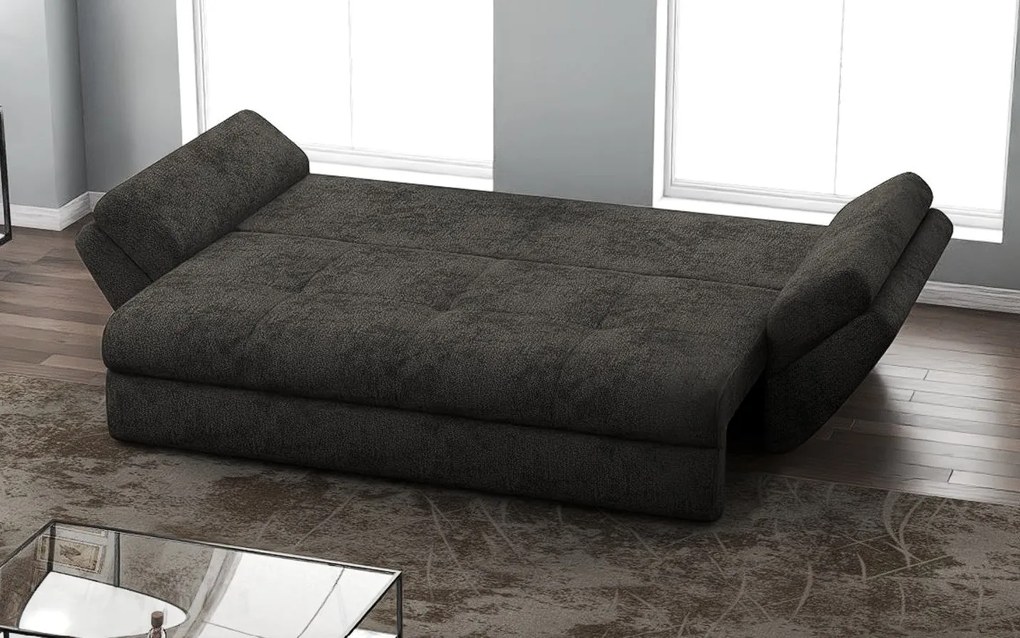 Canapea extensibilă dumonde cu ladă de depozitare si sezut confortabil din spuma high-density, Loana Enjoy Black 250x100 cm