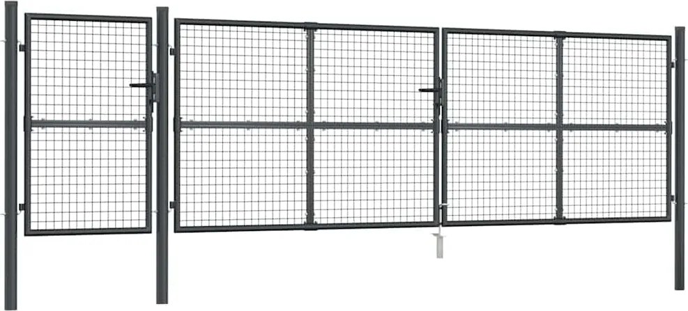 vidaXL Poartă de grădină cu plasă, antracit, 500x125 cm, oțel galvanizat